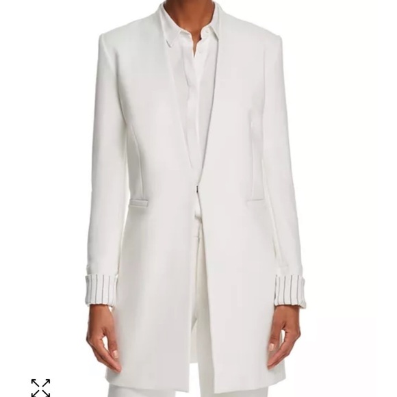 Alice and Olivia Simpson Striped-Cuff Blazer in white size 2 - Picture 1 of 11